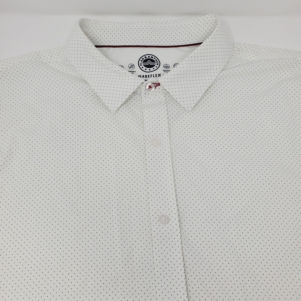 Flag & Anthem Shirt Mens XXL Madeflex White Micro-Dot Button-Down Stretch LS